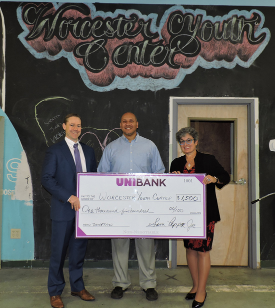 UniBank's $1,500 donation to the Worcester Youth Center will help support the Center in serving over 1,000 kids annually.