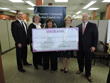 UniBank President presents $20,000 check to the Worcester Community Action Council