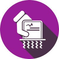 Icon of a hand holding a paper beign shredded