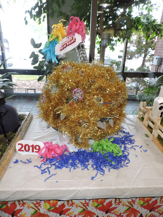 Pumpkin decorated with New Year's theme