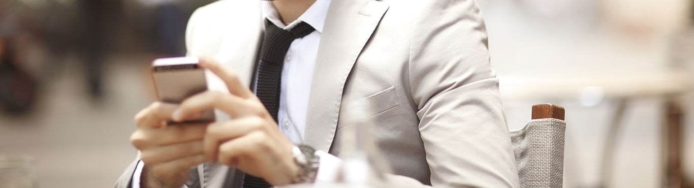 Man looking at mobile device