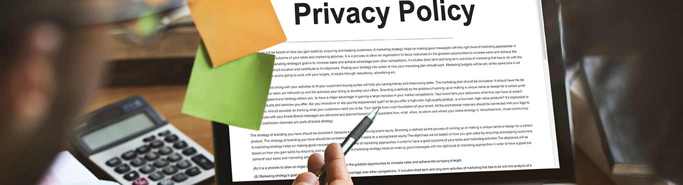 Privacy policy on a computer screen