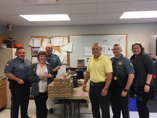 UniBank employees providing lunch to Police Department in Uxbridge