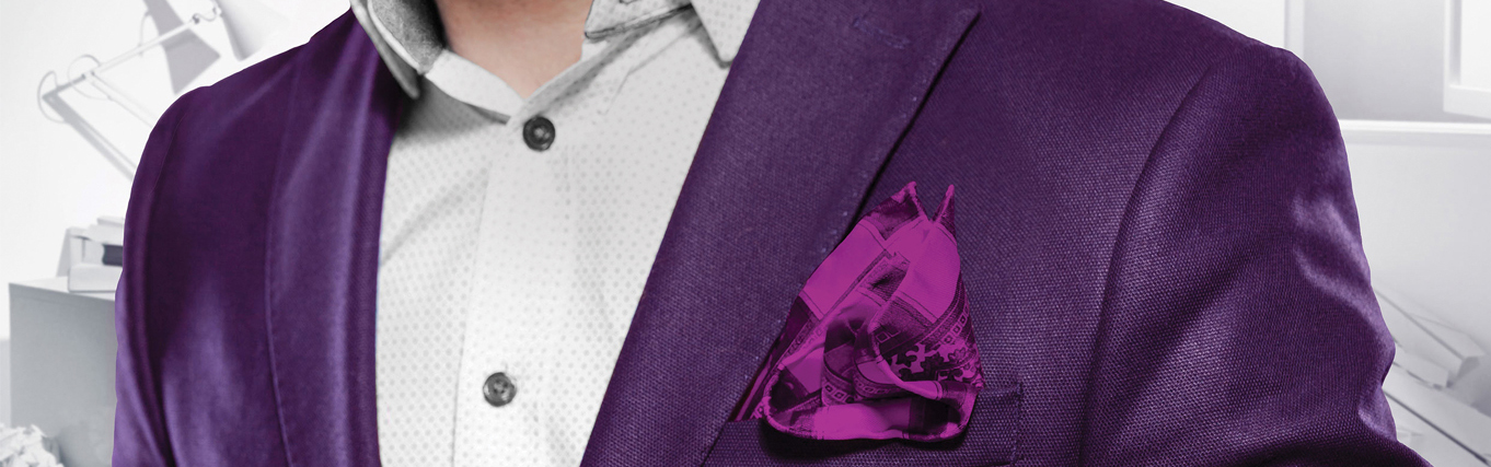 Man in a purple suit jacket