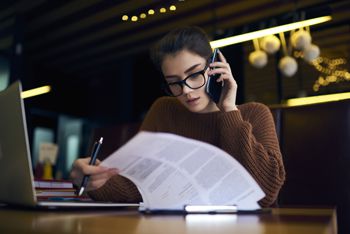 Student working on a paper