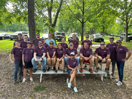 UniBank employees posed together during community harvest