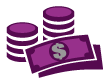 Coins and cash icon