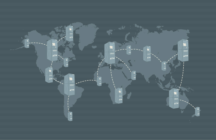 World Map showing ATM locations
