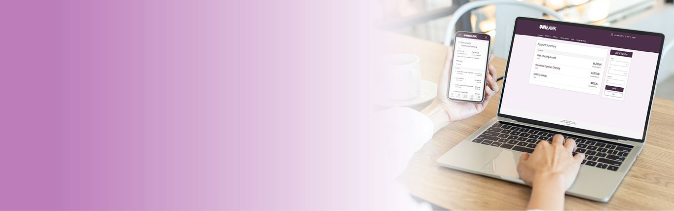 Mobile and Online Banking on a computer