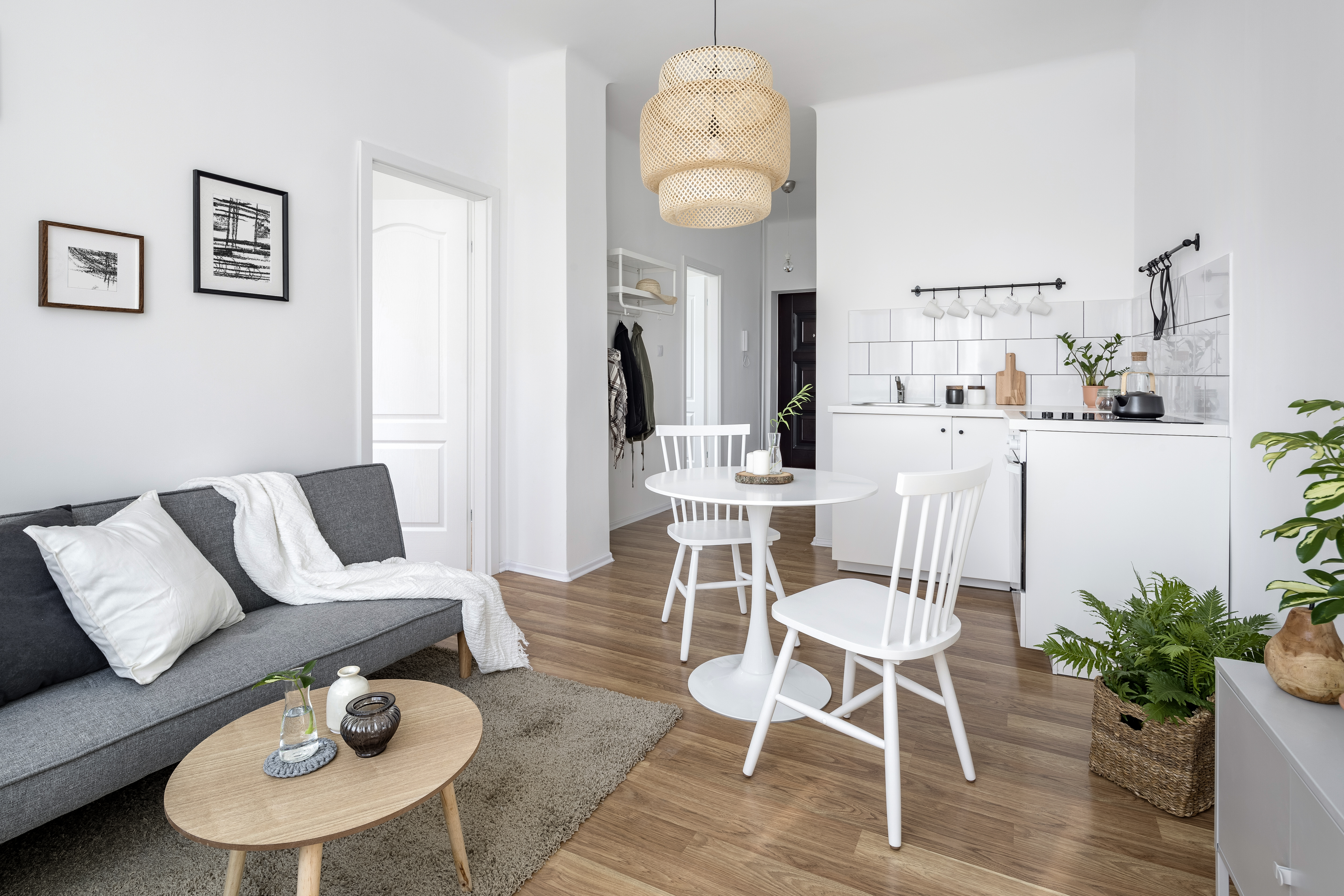 Inside a small house or apartment