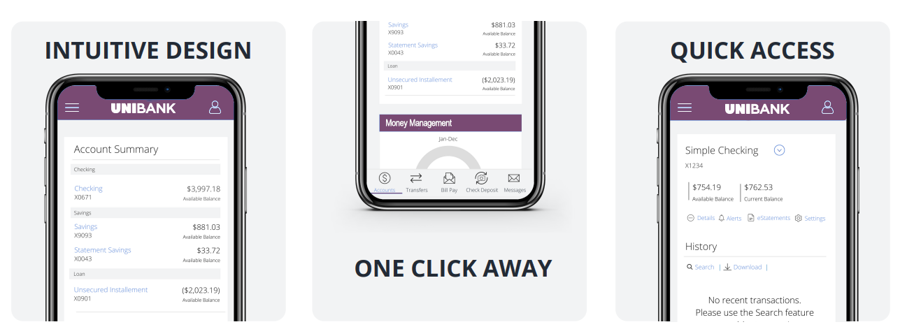 intuitive design, one click away, quick access