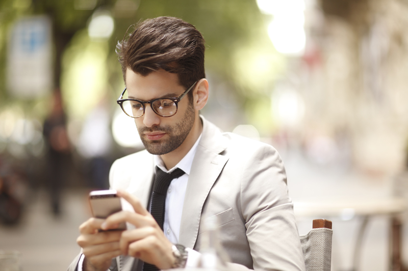 Man on mobile device