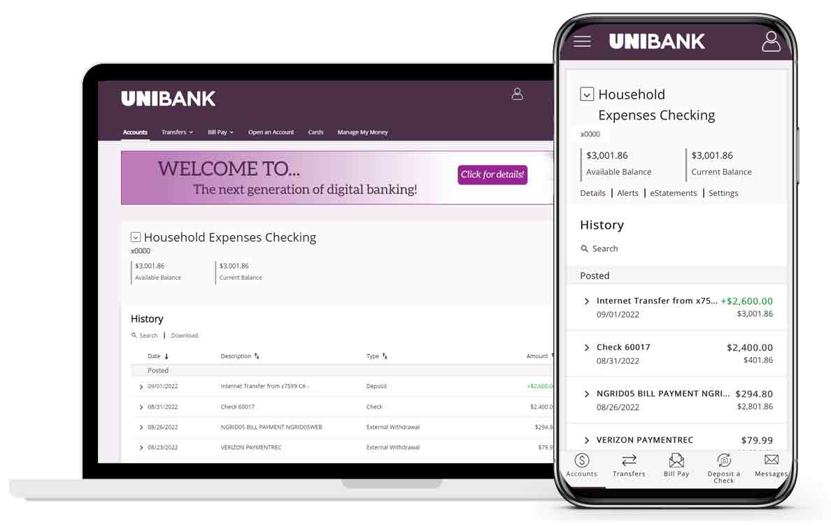 Mobile banking screens